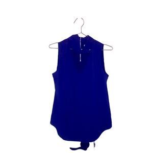 Antonio Melani Royal Blue Sleeveless Choker V-Neck Blouse XS
